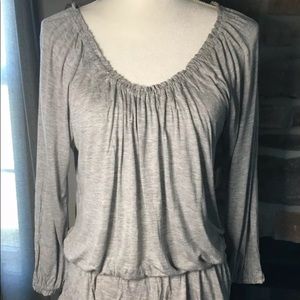 New York & Company Stretch Grey Knit Peplum Shirt